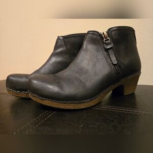 Dansko Black Leather Ankle Booties